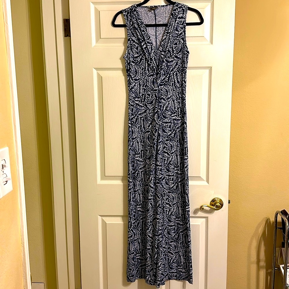 Tommy Bahama Navy Blue and White Tropical Maxi Dress